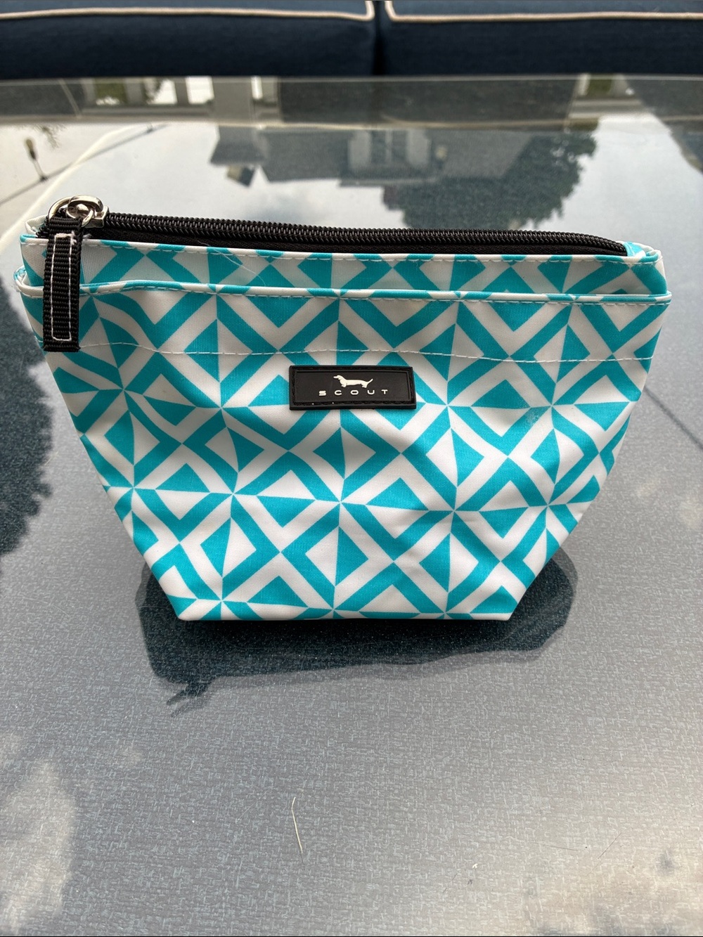 Scout Teal Geometric Cosmetic Pouch